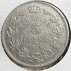 1931 BÉLGICA 5 FRANCOS ~ XF - Imagen 1 de 3