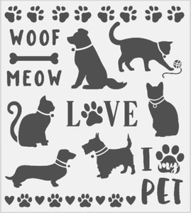 8"x9" Clear Plastic Stencil - Cat/Dog (RO489)***** - Picture 1 of 2