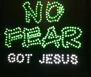 Insegna Led No Fear Got Jesus, Insegna Finestra, Insegna Chiesa, Insegna Adorazione - Foto 1 di 1