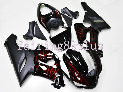 Black Candy Red Flame ABS Injection Fairing Kit Fit for 636 ZX6R 2005 2006 - Image 1 of 4