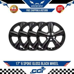 New 18" Gloss Black Wheel Skins NEW SET/4 For 2015-2024 Ford Edge SE Model - Picture 1 of 3