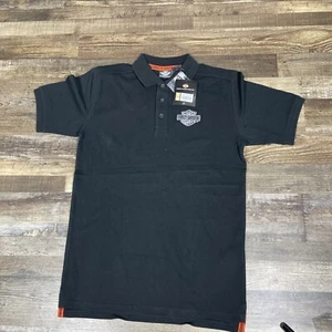 NWT Harley-Davidson Men's Knit Polo Shirt Bar & Shield Black 99007-15V Sz S - Picture 1 of 7