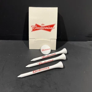 Vintage Budweiser Matchbook Golf Tee Set - 3 magliette e 1 pennarello ~ Bud - Foto 1 di 6