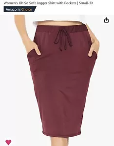 NIP Brand New OH SO SOFT Jogger Athletic Skirt Burgundy S Small *pockets Spandex - Picture 1 of 5