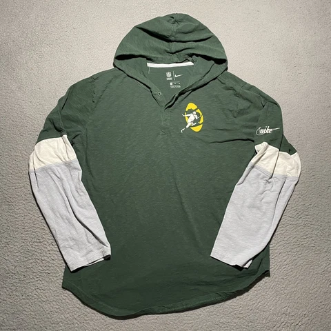 Green Bay Packers Nike Sweatshirt Hoodie Mens XL Green Throwback Logo Cotton Cover