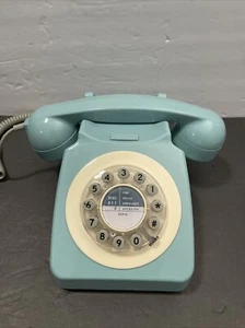 VINTAGE Retro Push Button Phone Model 746 - TEAL BLUE - Picture 1 of 9