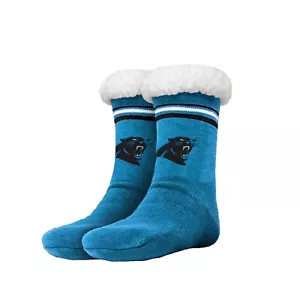 Carolina Panthers Women's Stripe Logo Tall Footy Slippers - Size 6-10 Non Skid - Picture 1 of 1