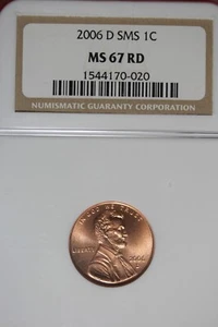 2006 D SMS NGC MS67RD LINCOLN MEMORIAL CENT #B49144 - Picture 1 of 2