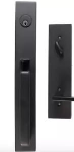 Emtek 4809MELHUS19 Merrimack Left Hand Door Dummy Entry Handleset , Flat Black - Picture 1 of 2
