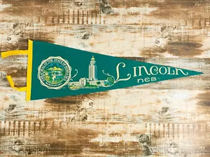 Lincoln Nebraska Great Seal of the State - Vintage 26" langer Filz Wimpel - Bild 1 von 1
