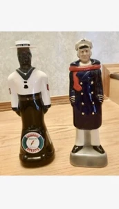 COLLECTIBLE LIQUOR DECANTER LOT OF 2. CERAMIC “CAPTAN”/GLASS «SAILOR” EMPTY RARE - Picture 1 of 9