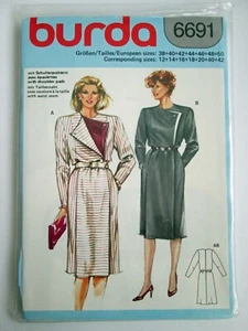 NEW Vintage BURDA Sewing Pattern Dress Long Sleeve Bib Flap Pencil 1980s 6691 - Picture 1 of 2