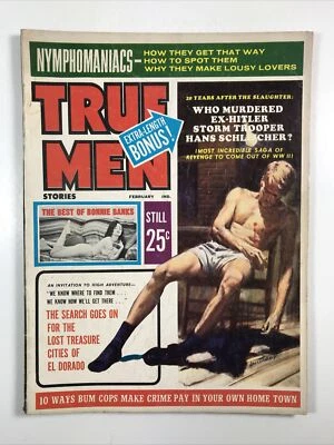 TRUE MEN Magazine February 1964- man adventure pulp male GGA  - Image 1 of 3