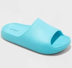 Girls' Wilder Slide Sandals Blue Slip On Open Toe Vamp Band Cat & Jack New - Picture 1 of 4