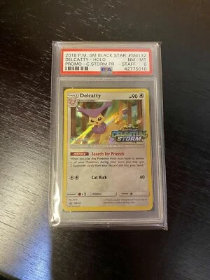 2018 Pokemon Black Star Celestial Storm Delcatty Holo Staff Psa 8 - Image 1 of 2