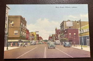 Main Street, Elkhart, Indiana Vintage Postcard - Picture 1 of 4