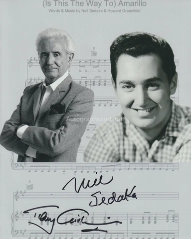 Neil Sedaka & Tony Christie HAND SIGNED 8x10 Photo, Autograph Amarillo Cover