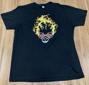 Flaming Skull Shirt Sz XL Mens Graphic Rare Black - Picture 1 of 3
