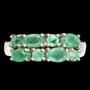 925 Sterling Silver Ring Oval Emerald Natural Gemstone Jewelry Size 7 - Picture 1 of 10