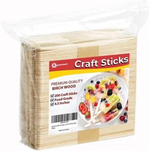 200 Pcs Natural Wooden Food Grade Craft Sticks - Ice Cream Stick - Popsicle - - Picture 1 of 8