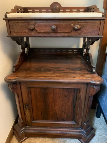 Victorian Rosewood 2-Piece Half Commode. All Original. Possibly Thomas Brooks Cover
