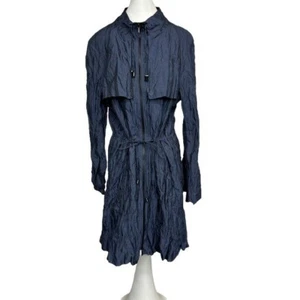 Lafayette 148 NY 16 Lightweight Jacket Blue Zip Up Belted Metallic Plus NWT $598 - Picture 1 of 11