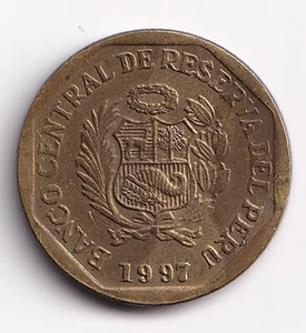 PERU 1997 15ent-KM#304-National Arms- R1016b-circ - Picture 1 of 2