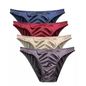 2025 Underwear Multi Pack Men's Satin Bikini Briefs Panties Silky Sexy Men's new - Picture 1 of 16
