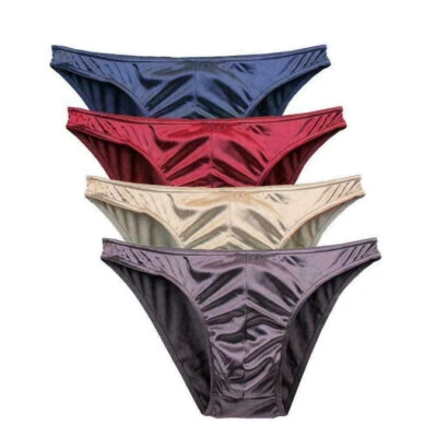 2025 Underwear Multi Pack Men's Satin Bikini Briefs Panties Silky Sexy Men's new - Image 1 of 4