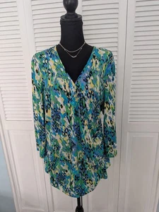 Just My Size Top Damen 2X Bluse Surplice V-Ausschnitt Mehrfarbig Stretch Animal Print - Bild 1 von 14