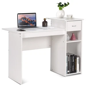 Computer Desk PC Laptop Table w/ Drawer and Shelf Home Office Furniture White - Picture 1 of 11
