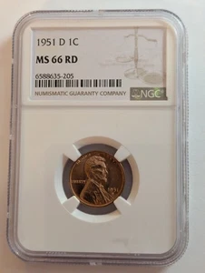 Centavo Lincoln Wheat 1951 D como nuevo 66 RD NGC centavo 1 c sin circular - Imagen 1 de 4