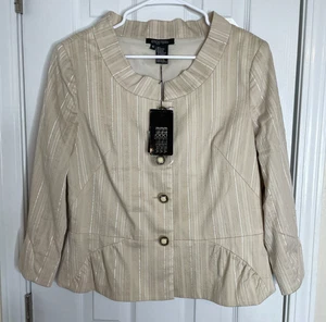 Chaqueta Etcetera Peplum Talla 16 Coterie Beige Rayas Ropa para Trabajar Carrera Nueva con Etiquetas - Imagen 1 de 11