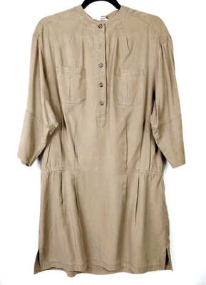 Vestido túnica Fossil Safari para mujer talla mediana marrón manga 3/4 1/2 botón exterior Foto 1 de 4