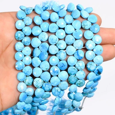 Cuentas facetadas corazón piedras preciosas turquesa magnesita 7X7X4 mm hilo 3,75" UGB-733 Foto 1 de 4