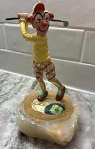 Ron Lee Payaso Golfista "¡Fore!" Escultura Base Ónix Chapado en Oro 24 K 1987 L11 - Imagen 1 de 11