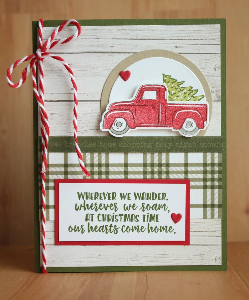 Hecho a mano "Hearts Come Home for Christmas" rojo recoger tarjeta kit de 4 Foto 1 de 1