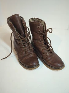 Botas al tobillo Dirty Laundry marrón imitación cuero forradas de piel para mujer talla 6 con cordones - Imagen 1 de 9