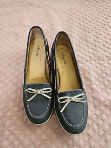 Softspot Leather And Suede Boat Style Shoes With Bowtie Size 8M - Picture 1 of 8
