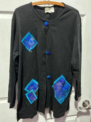 CHAQUETA BIJOU SEDA MUJER TALLA LG EMBELLECIDA CON AZUL SEDA PÚRPURA Foto 1 de 4