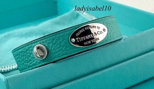 Return To Tiffany & Co. Blue Leather Bracelet Silver Sm /Med  w Box - Authentic - Picture 1 of 9