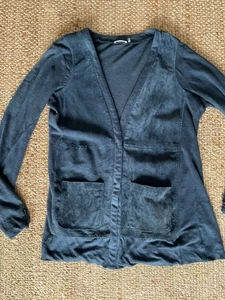 Cardigan XS blu in lino/camoscio ECRU - Foto 1 di 3