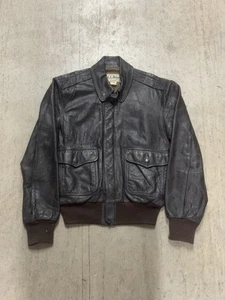 VTG LL Bean Leather A-2 Flight Jacket Size 38 Medium Scovill Zipper Made in USA - Picture 1 of 5