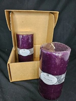 Home Interiors Very Berry Scented Pillar Candles Pair – 2 New - image 1 of 3