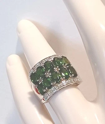 Anillo Jtv cromado diopsido rodio plata esterlina banda cigarro talla 8... Foto 1 de 4
