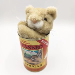Canned Cougar Stuffed Plush - Vintage 1980's Gag Gift - Picture 1 of 13
