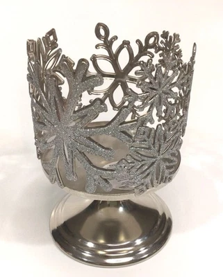 Bath & Body Works Snowflakes Pedestal Large 3 Wick Candle Holder Sleeve 14.5 Oz - Image 1 of 4