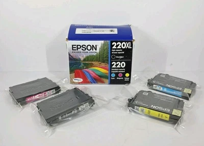 Epson 220XL Black 220 Cyan Magenta Yellow DURABrite  Exp 01/2027 - Image 1 of 4