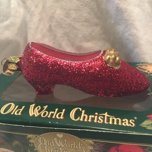 Old World Christmas Glass Blown Ornament The Ruby Slipper with Box WOO - Picture 1 of 7