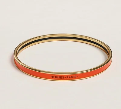 Brazalete HERMES Uni naranja enchapado en oro rosa 65 cm pequeño Foto 1 de 4
